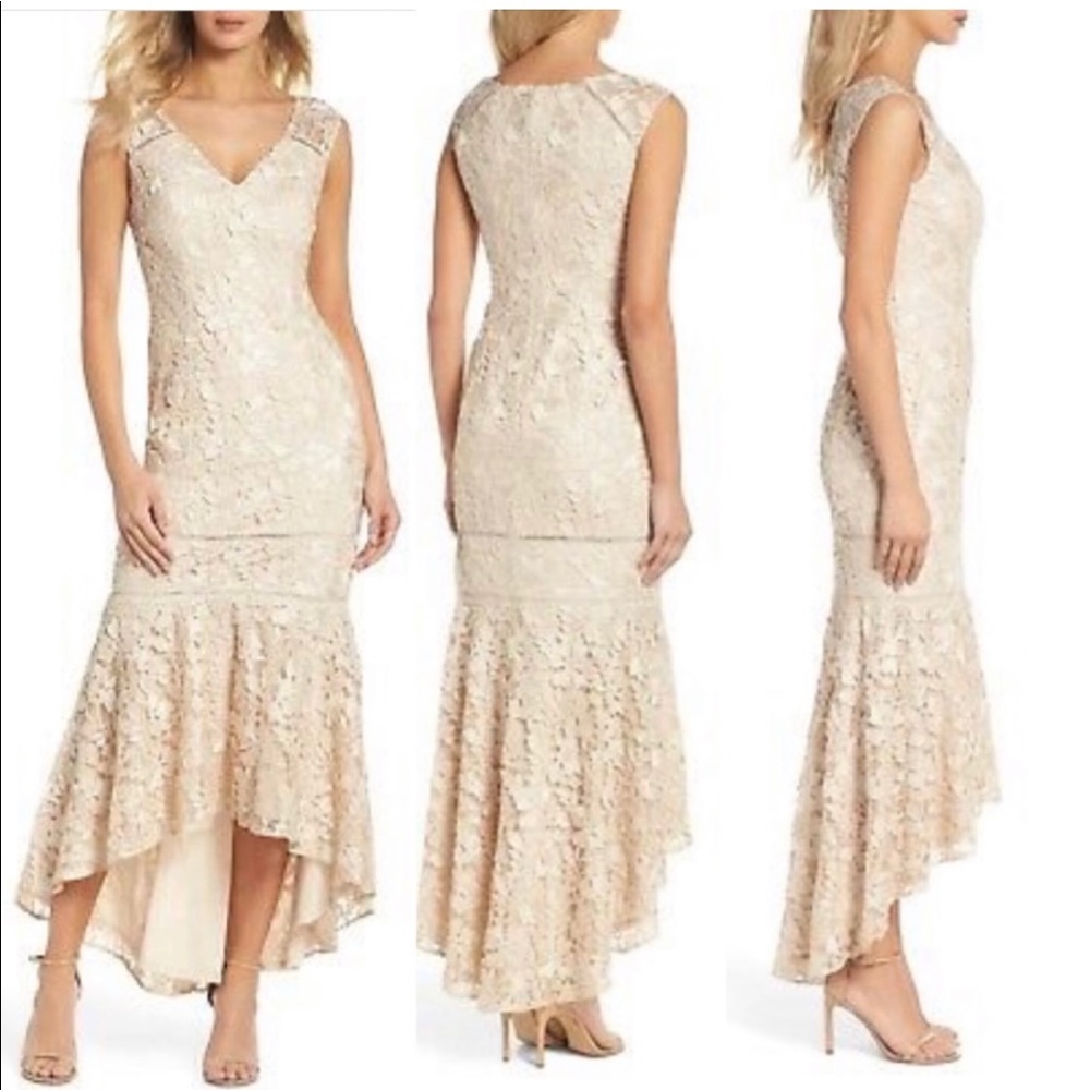 Sz 6 NWT ADRIANNA PAPPEL HI LOW LACE MERMAID GOWN